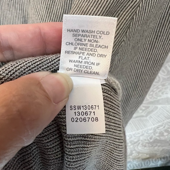 PURE JILL J TIE BACK LONG SUBTLE STRIPE TOP LONG SLEEVE NEUTRAL TAN BROWN L - Picture 9 of 13